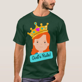 Camiseta Girlx27s Rule Girl com cabeça vermelha coroa