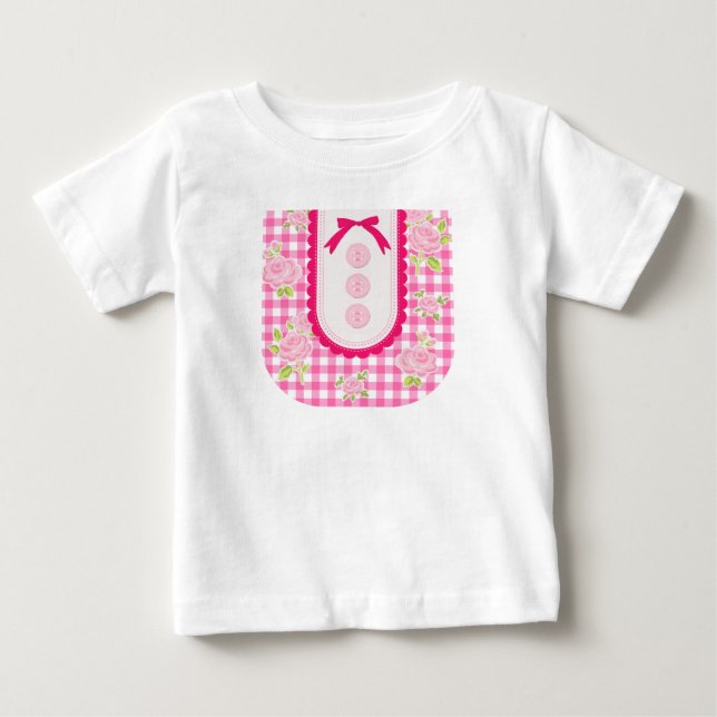 Camiseta Girly gingham check pattern with cute ribbon (Frente)
