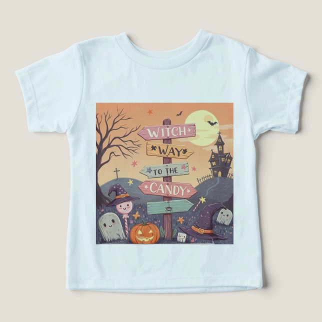 Camiseta Girly Halloween - Witch Way to the Candy (Design frontal)