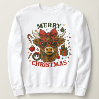 Camiseta Girly Highland Christmas Sweatshirt