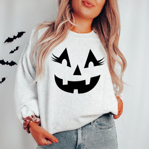 Camiseta Girly Jack O Lantern Pumpkin Face Halloween Ash