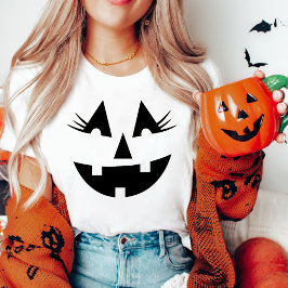 Camiseta Girly Jack-O-Lanterna Pumpkin Face Halloween