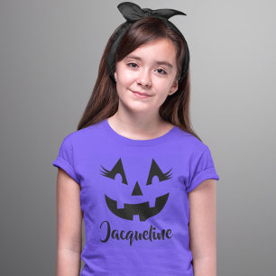 Camiseta Girly Jack O Lanterna Pumpkin Face Halloween