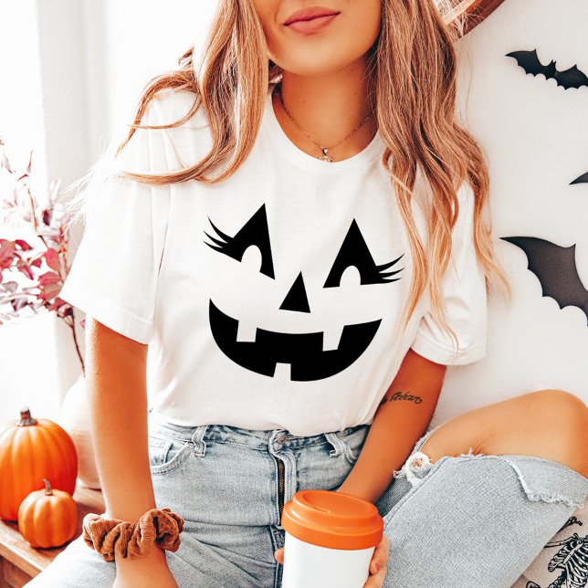 Camiseta Girly Jack O Lanterna Pumpkin Face Halloween (Criador carregado)