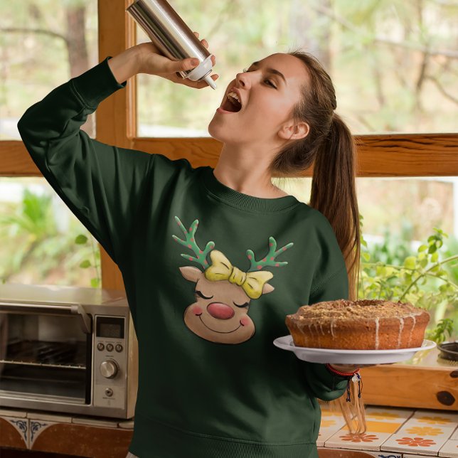 Camiseta Girly Red Nosed Reindeer Rudolph Christmas (Criador carregado)