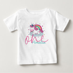 Camiseta Girly Unicorn primeiro aniversario