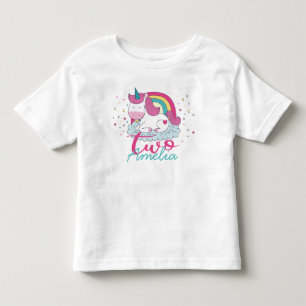 Camiseta Girly Unicorn segundo aniversário Party