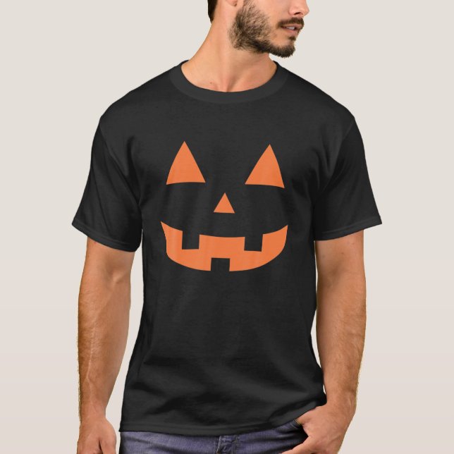 Camiseta Giro Jack O' Lanterna Rosto Dia de as Bruxas engra (Frente)