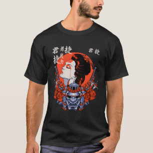 Camiseta Gisha Japonesa E Impressão de Arte Samurai - Luta 