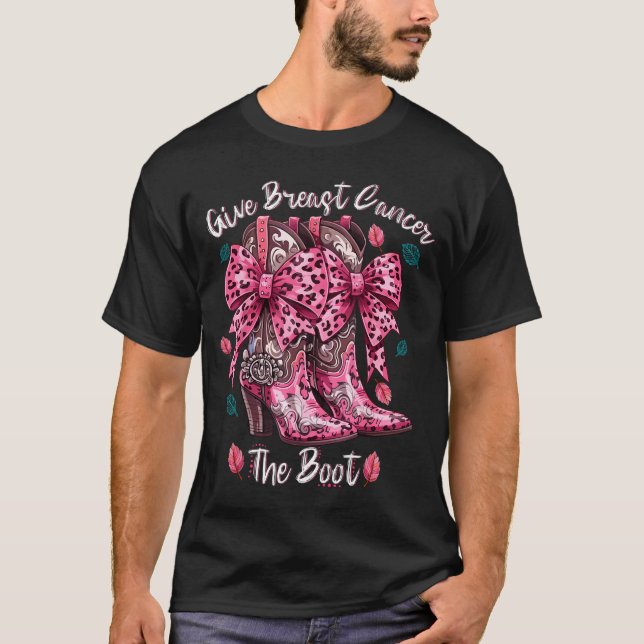 Camiseta Give Breast Cancer The Boot Nk Cowgirl Western Tee (Frente)