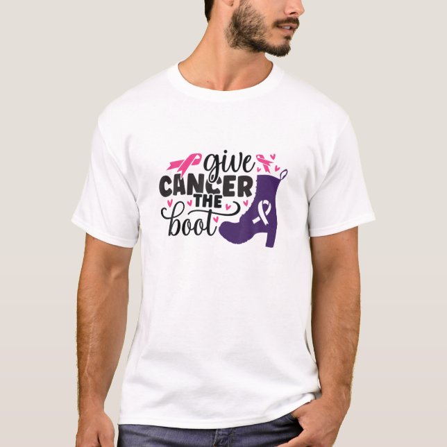 Camiseta Give Cancer The Boot Breast Cancer Matching Family (Frente)
