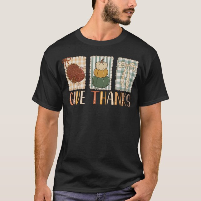 Camiseta Giving Thanks Coquette Bow Thankful Thanksgiving  (Frente)