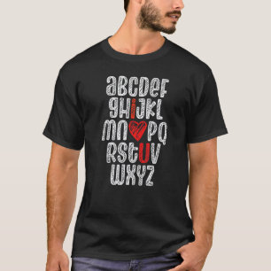 Camiseta Giz Alfabetico Abc Eu Amo Você Professor De Inglês