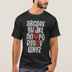 Camiseta Giz Alfabetico Abc Eu Amo Você Professor De Inglês