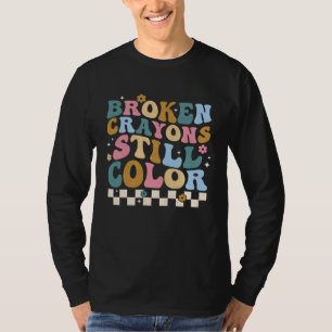 Camiseta Giz Crayons Quebrados Ainda Colorem Groovy Retro S