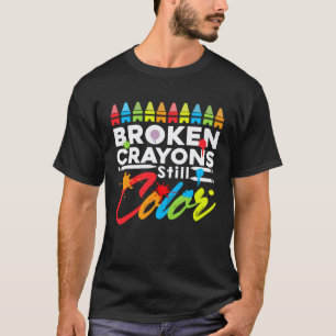 Camiseta Giz Crayons Quebrados Ainda Colorem Saúde Mental I