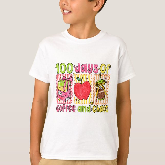 Camiseta Giz Lápis de Cera Arco-íris 100 Dias de Escola  (Frente)