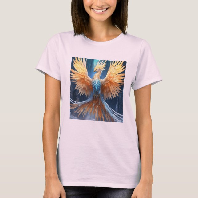 Camiseta "Glacial Splendor: Majestoso Gelo Phoenix" (Frente)