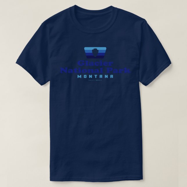 Camiseta Glaciar National Park Retro Crachá Arrohead Blue (Frente do Design)