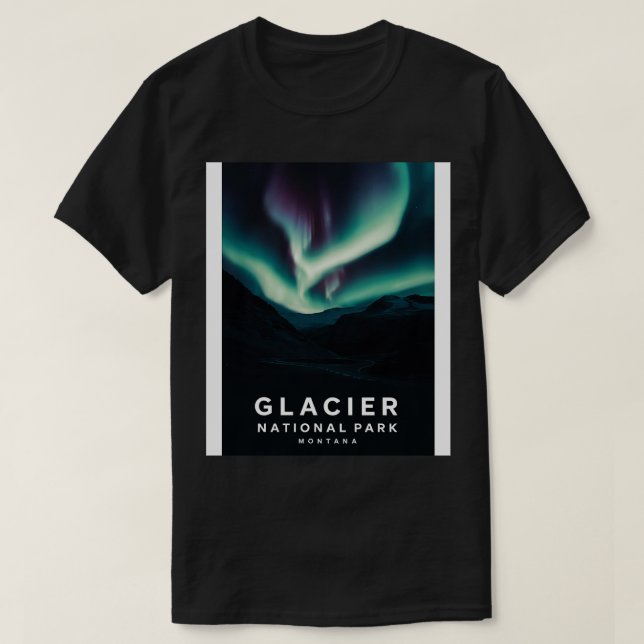 Camiseta Glacier National Park Aurora Borealis (Frente do Design)