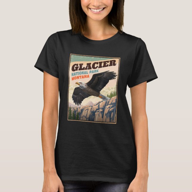 Camiseta Glacier National Park Eagle Vintage Look (Frente)