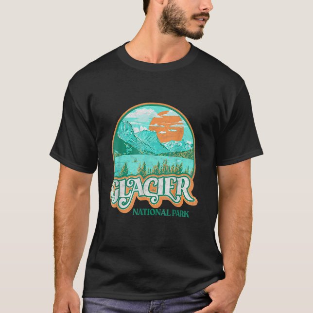 Camiseta Glacier National Park Montana Retro 80's Chill Gra (Frente)