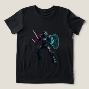 Camiseta Gladiador Cibernético – Guerreiro da Lâmina Neon