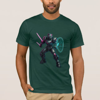 Camiseta Gladiador Cibernético – Guerreiro da Lâmina Neon