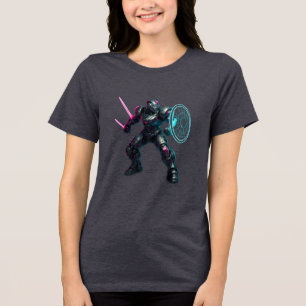 Camiseta Gladiador Cibernético – Guerreiro da Lâmina Neon