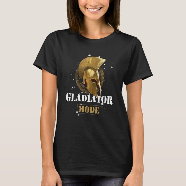 Camiseta Gladiator Mode Spartan Helmet  Motivation Gym Work (Frente)