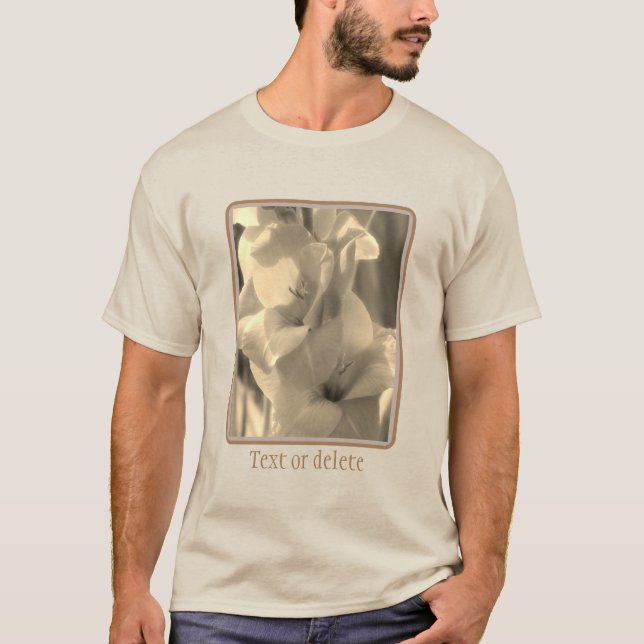 Camiseta Gladiolus Flor Sepia Tint Personalizado (Frente)