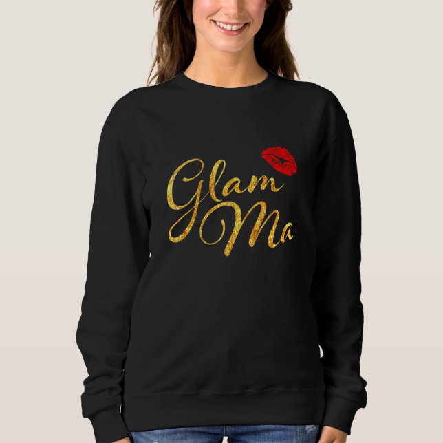 Camiseta Glam Mães Vovó Glamorosa Nana Avós Red Lip (Frente)
