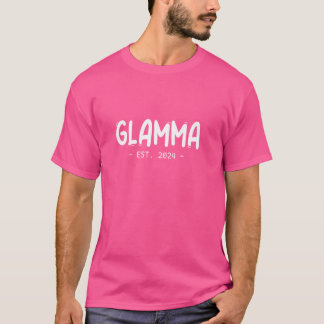 Camiseta Glamma Est 2024 Lola Dia da Mãe Nova Avó Pregna