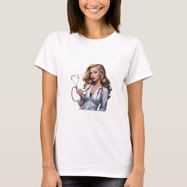 Camiseta Glamorous Doctor with Heart Stethoscope  (Frente)