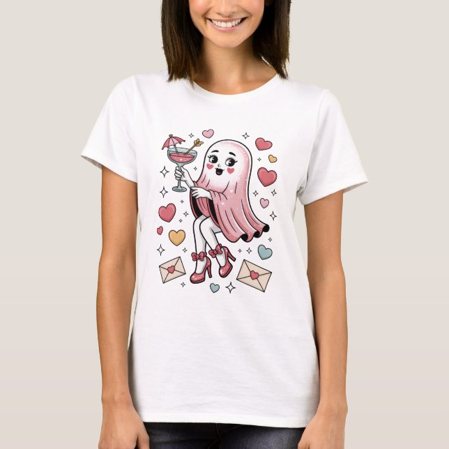 Camiseta Glamorous Pink Ghost  Cocktail Party Queen (Frente)