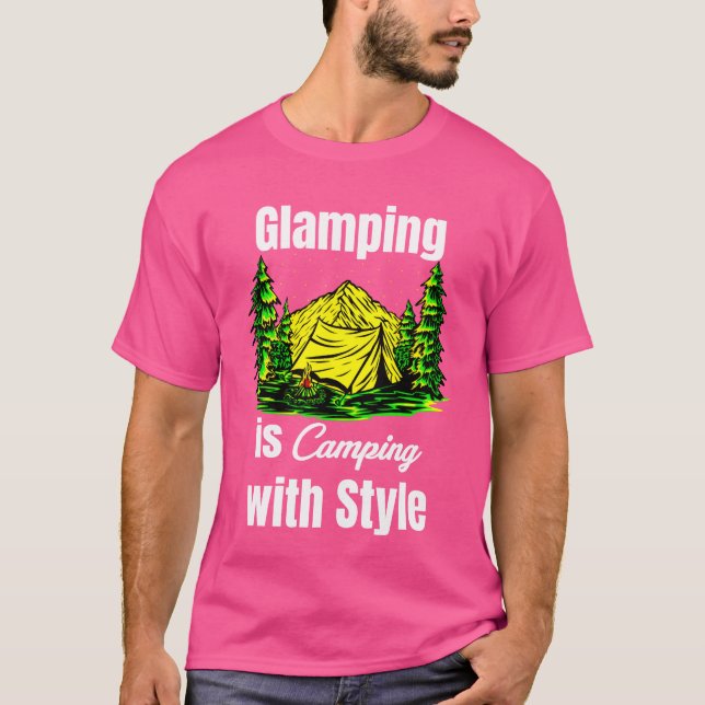 Camiseta Glamping é acampar com estilo Glamper Hiker engraç (Frente)