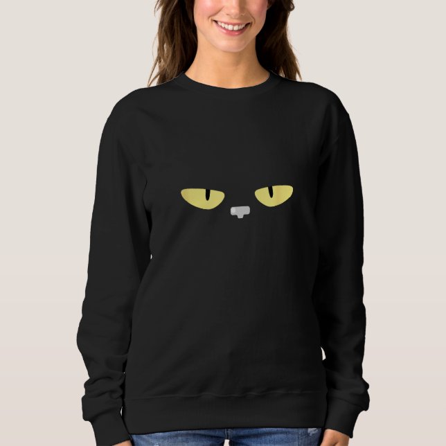 Camiseta Glaring Black Cat Big Face Yellow Eyes on Black (Frente)