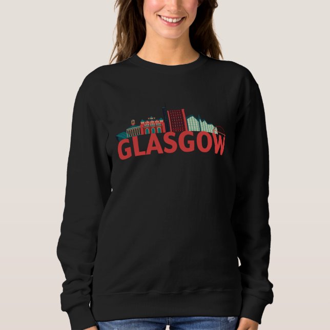 Camiseta Glasgow Scotland GB UK Skyline Silhouette Outline  (Frente)