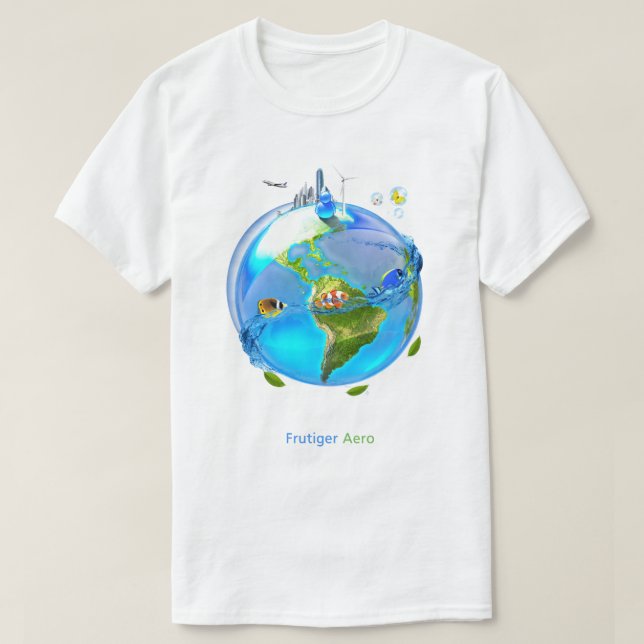 Camiseta Glass Earth Frutiger Aero (Frente do Design)