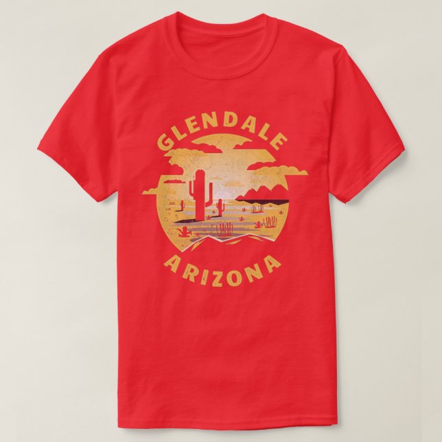 Camiseta Glendale Arizona Desert Illustração Vintage Souve (Frente do Design)