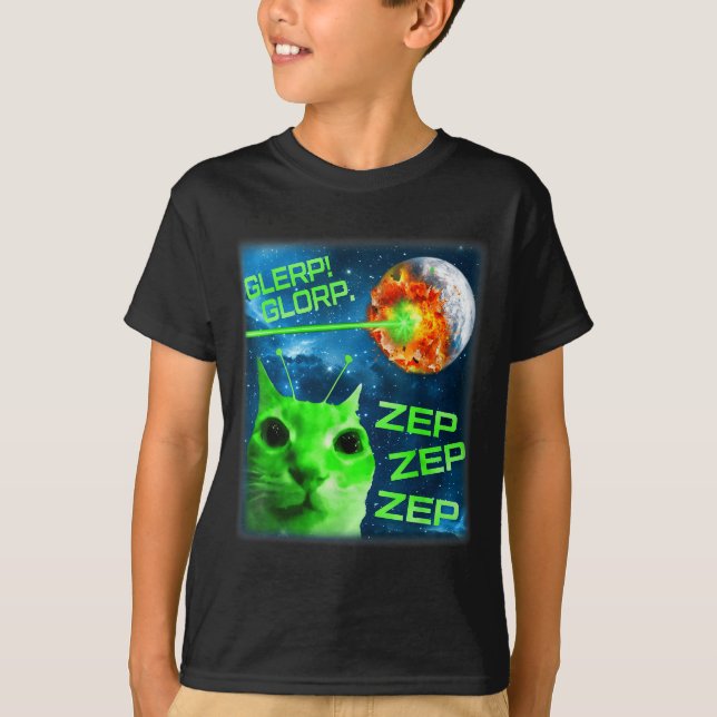 Camiseta Glerp Glorp Funny Alien Cat Brainrot Meme  (Frente)