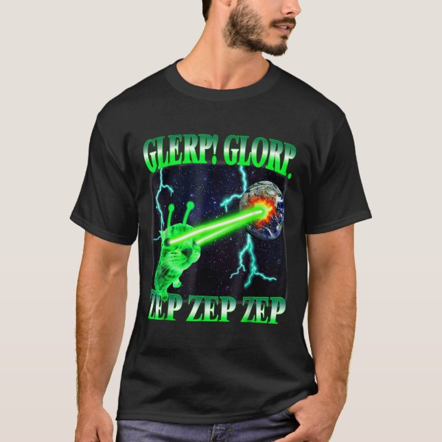Camiseta Glerp Glorp Funny Alien Cat Meme Gnarp Cat Silly A (Frente)
