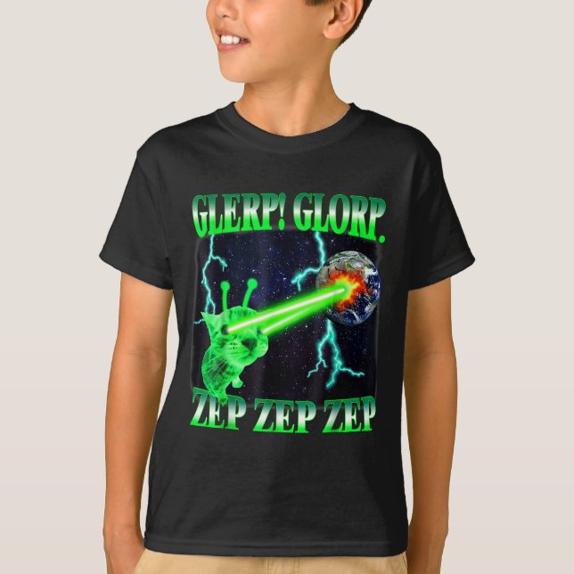 Camiseta Glerp Glorp Funny Alien Cat Meme Gnarp Cat Silly A (Frente)