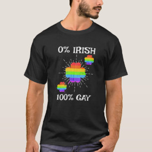 Camiseta GLGBTQ Rainbow Shamrock 0% irlandês 100% Rua Patr