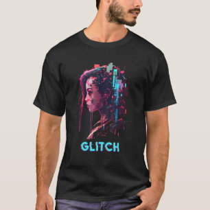 Camiseta GLICH Pixel art Cyber Vaporwave Sci-Fi Punk Girl