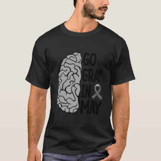 Camiseta Glioblastoma Awareness Ribbon Brain Tumor Go Gray 