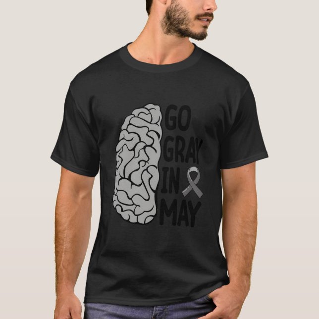 Camiseta Glioblastoma Awareness Ribbon Brain Tumor Go Gray  (Frente)