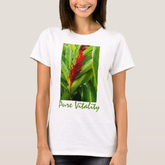 Camiseta Glistening Red Ginger Flower and Rain-Kissed Leave