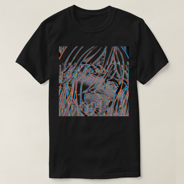 Camiseta Glitch Art Ecchi Otaku Girl (Frente do Design)