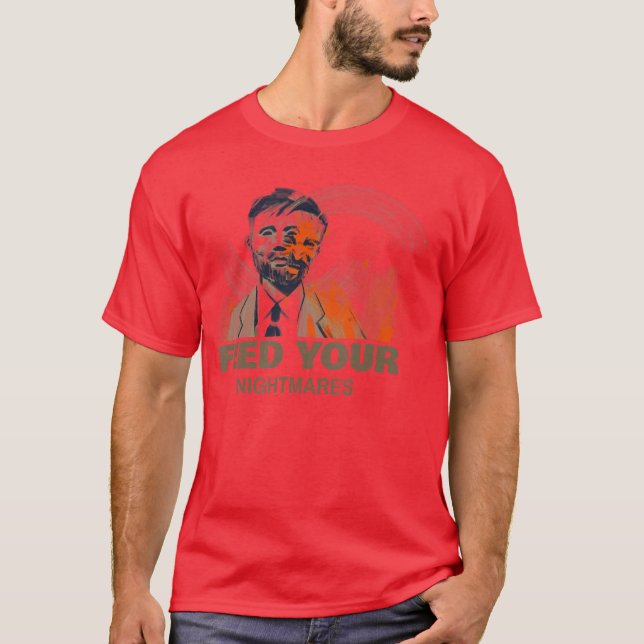 Camiseta Glitch de Filme de Terror Rosto do Diabo Alimente  (Frente)